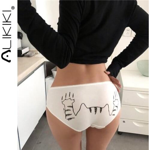 1/2/3Pcs Pig Cat Paw Print Cute Cartoon Panties Cotton Briefs For Women Girls Seamless Panties Set Underpants Sexy Lenceria