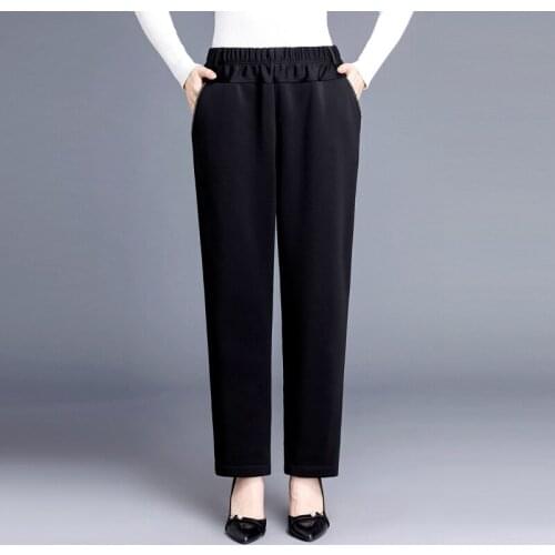 Korean fashion autumn winter pants women 2xl-9xl plus size black pencil pants office lady elastic high waist woman pants H267