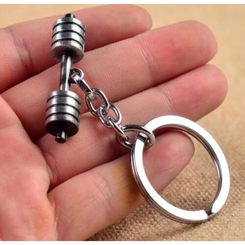 Creative Mini Metal Dumbbell Keychain Fashion Sports Fitness Tool Car Backpack Key Chain Pendant