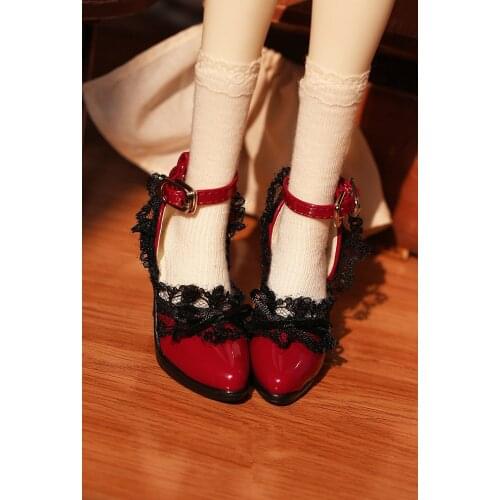 BJD doll shoes fit 1/3size SD fashion lace high heel buckle lace plus butterfly Knot doll accessories in a variety of colors