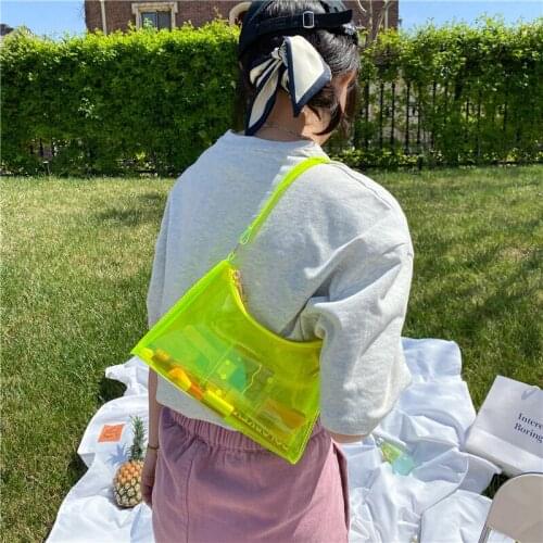 Summer Womens Transparent Jelly Bag Female Hobos Beach Shoulder Bags Candy Color Ladies Underarm Bag Hot Girls Purse Handbags