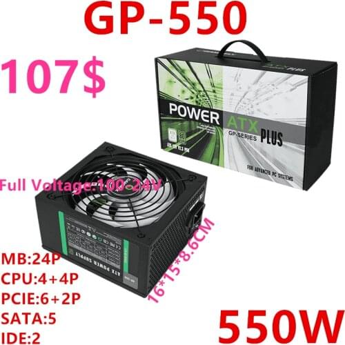 New Original PSU For GameMax Brand 80plus Bronze Silent Power Supply for Video Games 550W/500W Power Supply GP-550 GP-500