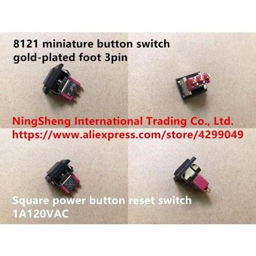 Original new 100% 8121 miniature button switch gold-plated foot 3pin square power button reset switch 1A120VAC