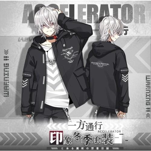 Anime Toaru Kagaku no Railgun Accelerator Autumn Windbreaker Coat Jacket Casual Hoodie T-shirt Pants Fashion Set Cosplay