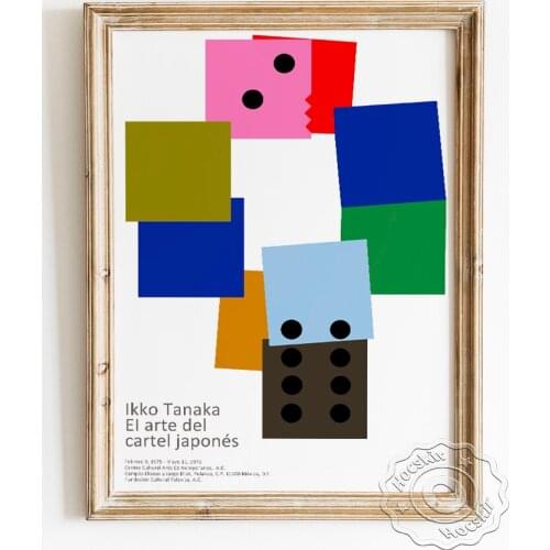 Ikko Tanaka Graphic Design Exhibition Japanese Art Poster, Dice Plane Geometry Pattern Wall Picture, Modern Abstract Home Decor