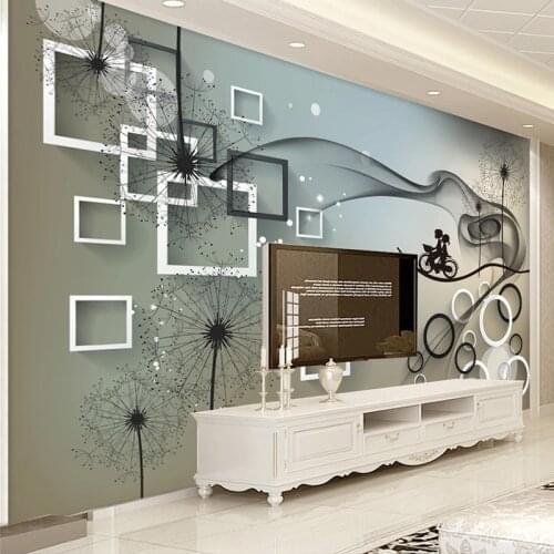 Custom 3D Photo Wallpaper Romantic Dandelion Lattice Circles 3D Stereoscopic Living Room Sofa TV Background Wall Mural Painting