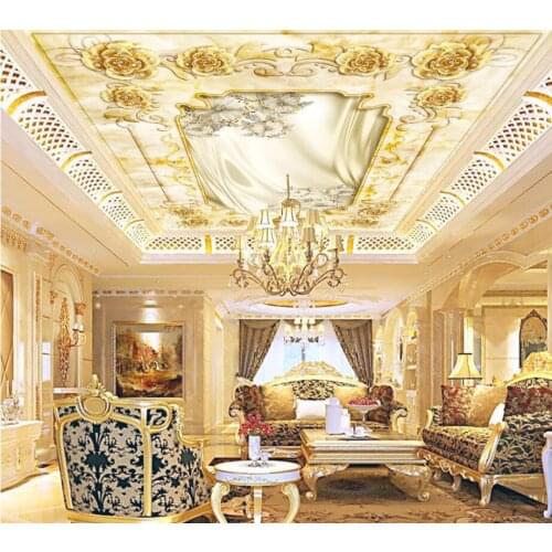 Custom 3D Photo Wallpaper yellow ceilings Ceiling Wall Painting Living Room Bedroom Wallpaper Home Decor flower ceiling