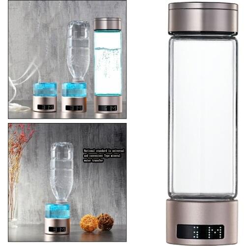 Portable USB Rechargeable Hydrogen Rich Water Bottle Cups Travel Generator SPE PEM Technology Ionizer LED Display