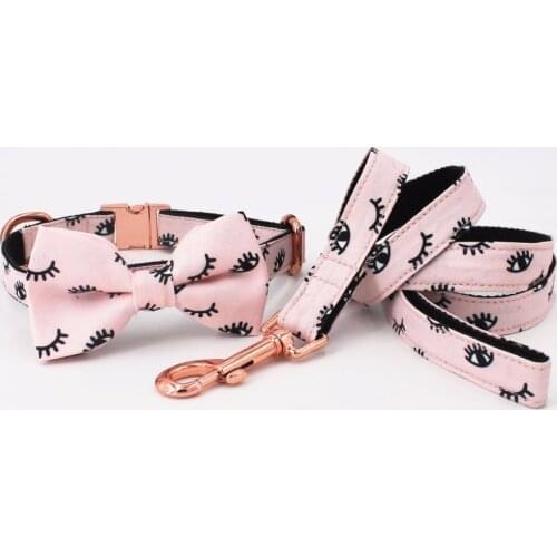 Pink Dog Rose Gold Metal Collar Girl Dog Eyelash Pattern Bow Collar Wedding Dog Collar