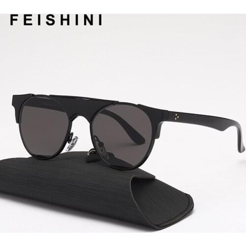FEISHINI 2021 New Gothic Steampunk Sunglasses Men Red Punk Goggle Luxury Fashion Sun Glasses For Women Cat eye Vintage Shades