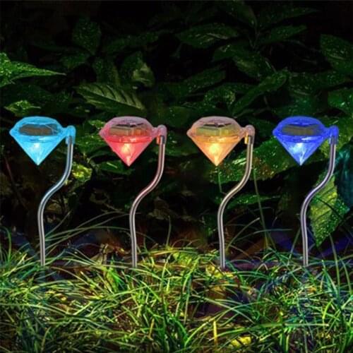 Solar Led Diamond Light, Solar Garden Lights Outdoor Stainless Steel Landscape Path Light for Home Courtyard Decoration