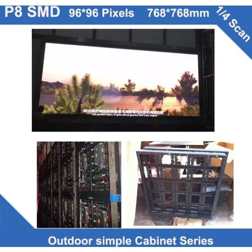 TEEHO P8 Outdoor SMD3535 led display simple iron cabinet 768*768mm 96*96dots fixed install LED panel screen video billboard