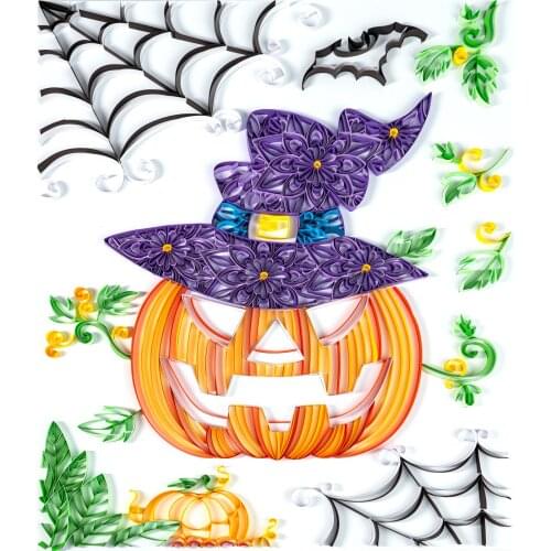UNIQUILLING Halloween Pumpkin Quilling Paper Paintings Wall Decor DIY Quilling Paper Crafts Gifts DIY Quilling Paper Tools Kits