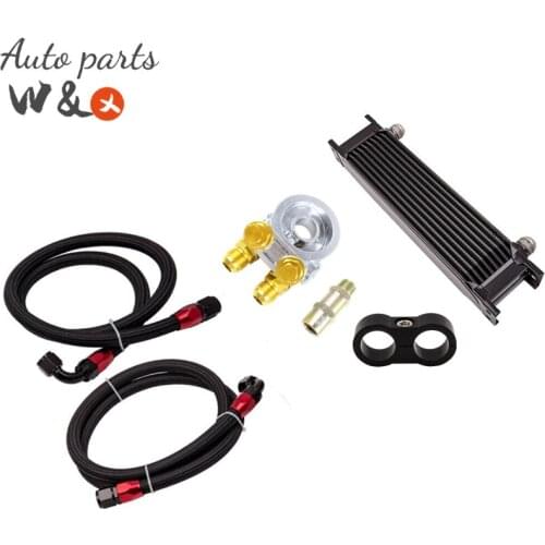 Universal Oil Radiator & Thromastat Sandwich Oil Adapter kit GREX AN10 10Rows Oil Cooler OC-UOL10-8BK
