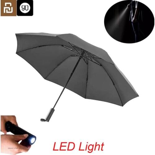 Youpin 90Fun 8K Automatic Reverse Folding Umbrella Led Luminous Windproof Wind Resistant Umbrella UPF50+ Anti UV With LED Light