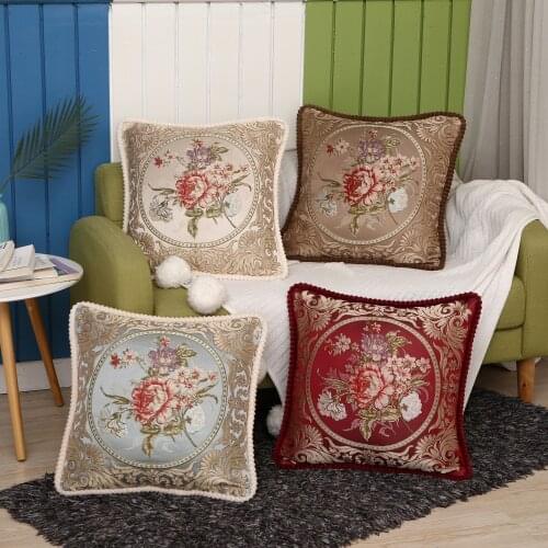 Embroidery Jacquard 48x48 Cushion Cover Office Seat European Style Pillowcase Home Hotel Chair Sofa Car Decorative Pillows Case