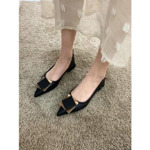 Womens high heels 2021 spring and autumn new Korean version of the British style fairy style mid-heel pointed shoes