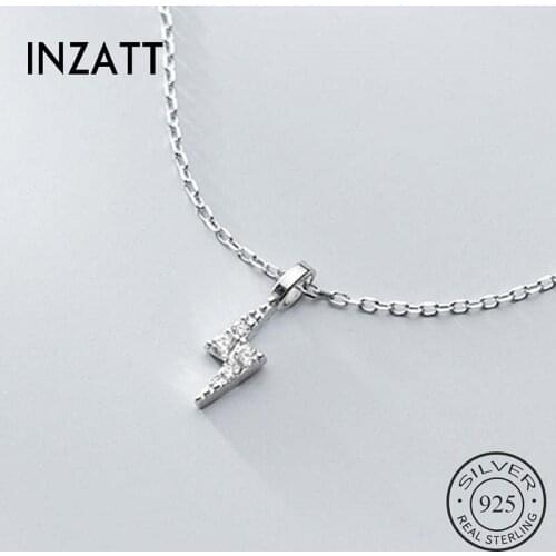 INZATT Real 925 Sterling Silver Zircon Lightning Pendant Choker Necklace For Fashion Women Cute Fine Jewelry Accessories
