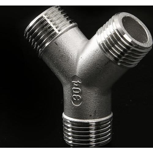 1/4" 3/8" 1/2" 3/4" 1" BSP Male Y Shape 3 Ways Connector Coupler Splicer Splitter 304 Stainless Fitting