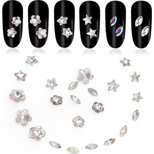 10pcs 3D Nail Art Decorations Rhinestones Eye Shape Pentagram Crystal Gems Shiny Stones Charm Nails Design Manicure Accessories