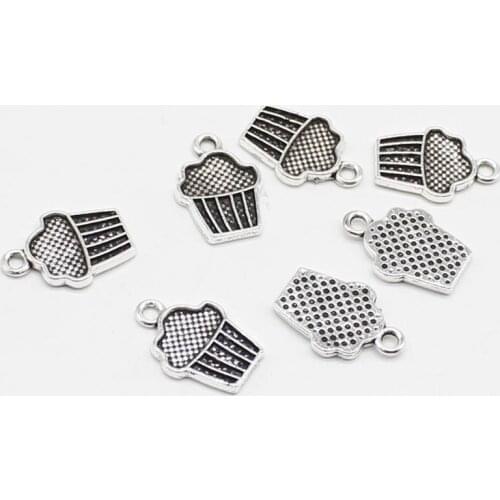 12PCS Jewelry Accessories 16*11MM Ice Cream Ice Cream Alloy Cake Pendant Vintage Cone DIY Material Wholesale