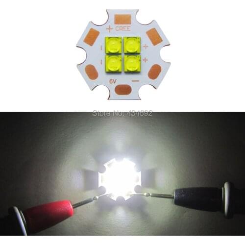 20W Cree XTE XT-E 4Leds Led Emitter Light 6V/12V White/Warm White 6000-6500K/3000-3200K/450-455NM On 20MM Copper PCB Board