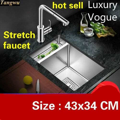 Free shipping Household kitchen manual sink single trough 304 food-grade stainless steel durable fashion hot sell 430x340 MM