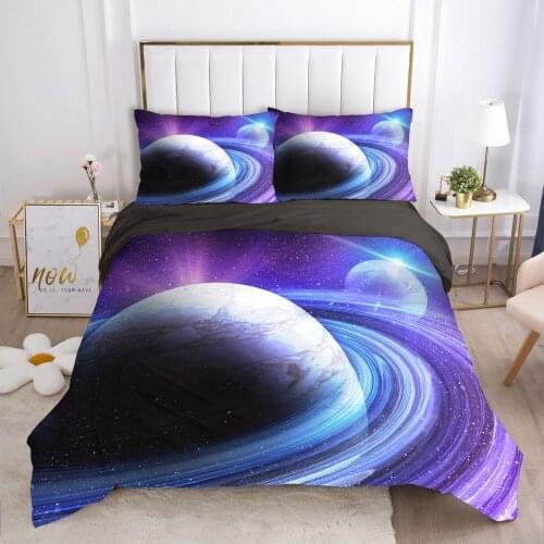 Galaxy bedding set Europe King Single Duvet cover set pillow case Bed linens Quilt cover 240x260 240x220 Black colourful