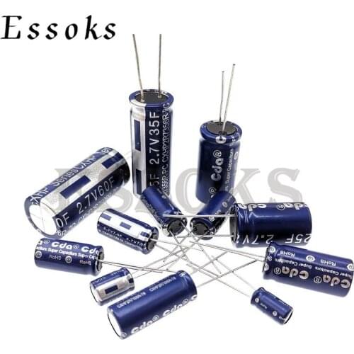 2PC super capacitors farad capacitor 2.7V 0.5F 1.0F 1F 2F 3.3F 4F 4.7F 5F 6F 7F 8F 10F 15F 20F 25F 30F 40F 50F 60F 70F 100F 120F