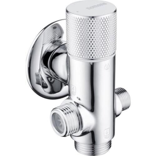 Brass Body Chrome Plated T-adapter One in Three out Four-Way Angle Valve For Faucets and Dishwasher