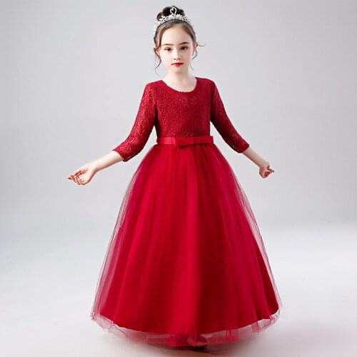 Summer Flower Girl Teenage Girls Baby Kids Dresses For Fluffy Princess Childrens Show Performance Girls Dress
