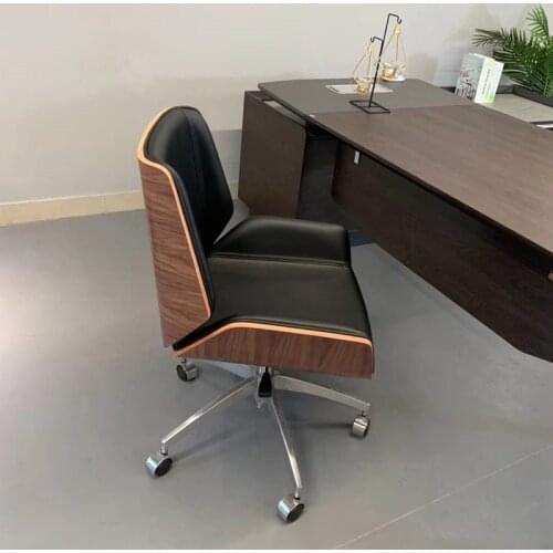 Customized Modern Solid Wood Office Chair Lift Chair Modern Simple Leather Computer Chair Fashion Designer Boss Lift Chair