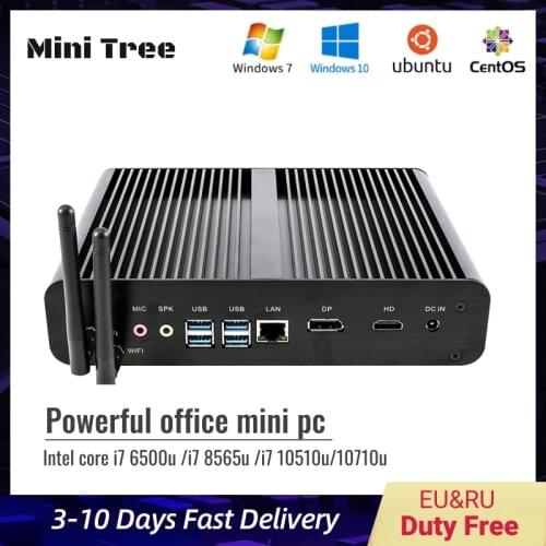 10th GEN New Fanless Mini Intel Core i7 10710U 10510U 8565U Desktop PC Windows 10 2*DDR4 M.2 NVMe 4K HTPC Nettop HDMI DP AC WIFI
