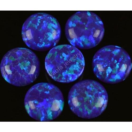 OP52 lavender Opal Loose Lab Created Gems Round Shape Flat Base Cabochon Opal Stones Semi-Precious Gems Beads For Jewelry Making