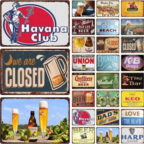 Beer Metal Sign Retro Chic Drinking Sign Beer Vintage Retro Iron Painting Furniture Art Wall Decoration Restaurant Music Bar