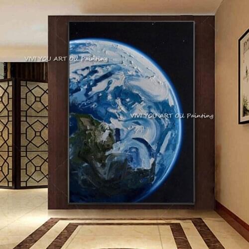 Astronaut planet hole space painting space earth meteorite posters large size handmade wall painting family decorative painting