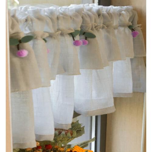 Curtain 150x60 Half Curtain Decorative Kitchen White Tube Curtain Rustic Short Curtain for Cafe Living room Door Curtain