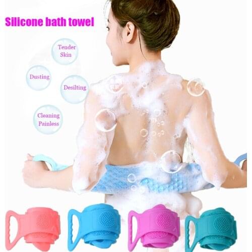 Silicone Brushes Bath Towels Body Massage Back Scrub Shower Rubbing Back Mud Peeling Extended Scrubber Skin Clean Magic Brush