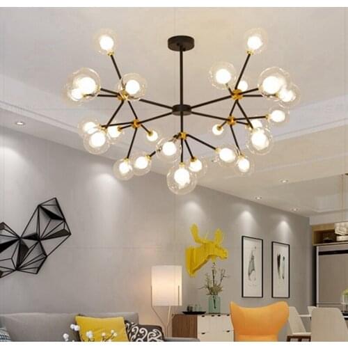 Nordic LED Bubble Glass Post Modern Branch Chandelier Loft Pendant Lamp Light Modo Branch Living Dining Room Lighting Fixture