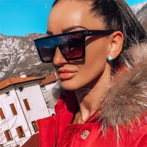 Oversized Square Sunglasses Women Luxury 2020 Unique Mens Sun Glasses Brand Designer Flat Top Sunglasses Large Black Shades