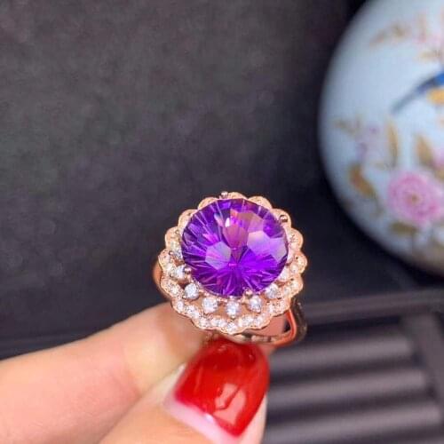 Natural And Real Amethyst Ring Wedding Ring 925 Sterling Silver, Purple Gemstone Wedding Jewelry Women