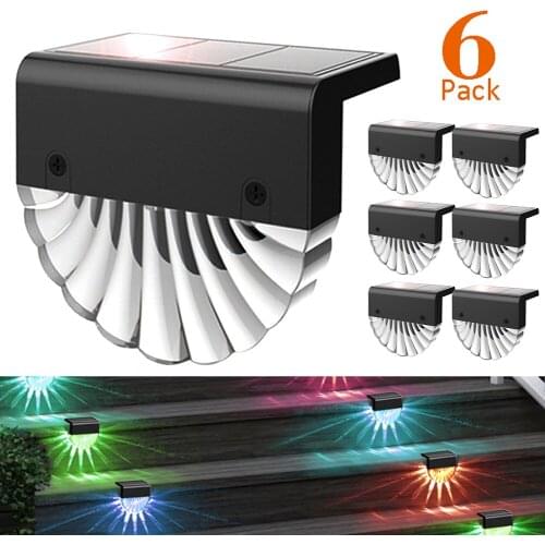 LED Stair Light Acrylic Shell Shape Solar Power RGB Colorful Warm White Corridor Outdoor Garden Courtyard Step Fence Wall Lamp