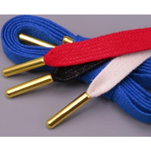 With Golden Metal Tips 8MM Waxed Shoelaces 100% Cotton Black White Red Blue Laces Unisex For Sneaker Canvas Cordones
