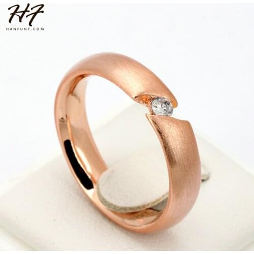 Top Quality CZ Crystal Wire Drawing Process Rose Gold Color Lovers Ring Austrian Crystal Full Sizes HotSale R441 R442