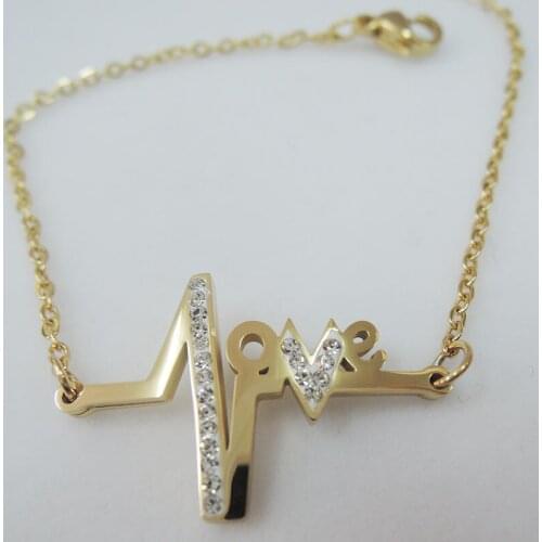 High quality top fashion bracelet made of 100% stainless steel -anti-allerge ,popular I LOVE YOU shape -SILVER AND GOLD color