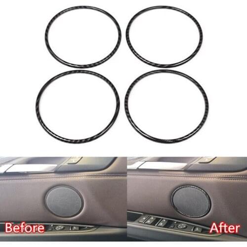YAQUICKA 4Pcs Carbon Fiber Style Car Interior Door Speaker Cover Trim Styling Ring Mouldings for BMW X5 2014-2018 X6 2015-2018