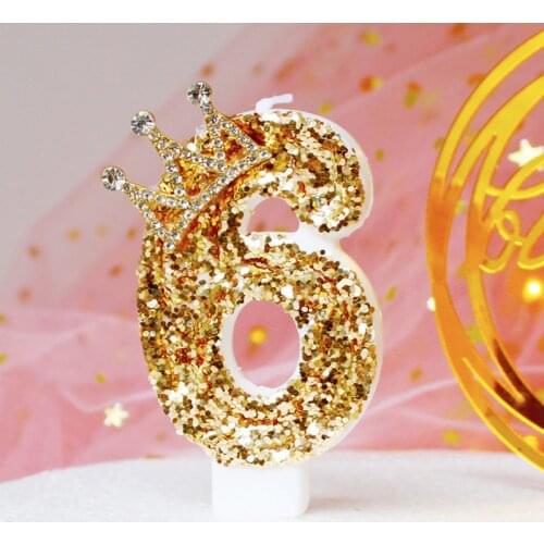 Golden Candle Gradient Color Golden Rhinestone No. 0-9 Candle Birthday Wedding Bachelor Party Decoration High-end Candle