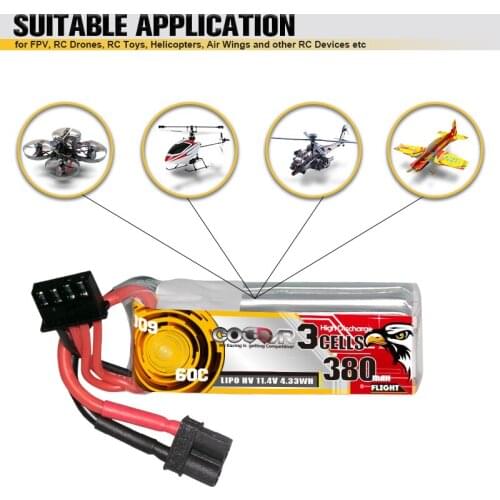 2PCS CODDAR 380mah 3S 11.4V 60C HV Lipo Battery XT30 Plug For Rc Car Beta95X Four Axis Indoor FPV Drones Parts