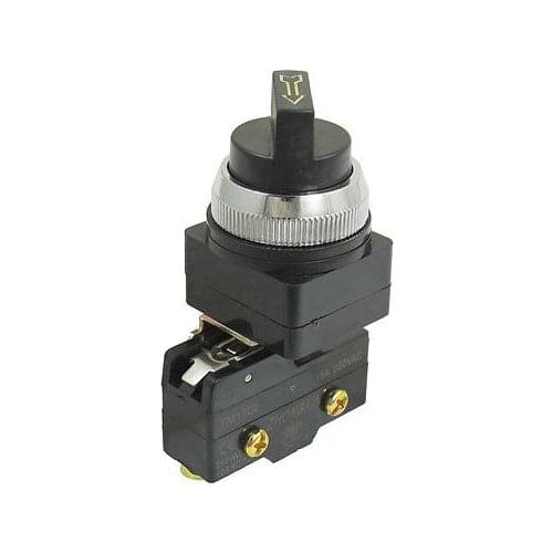 250VAC 15A SPST Panel Mount 30mm Thread 2 Position Rotary Latching Micro Switch