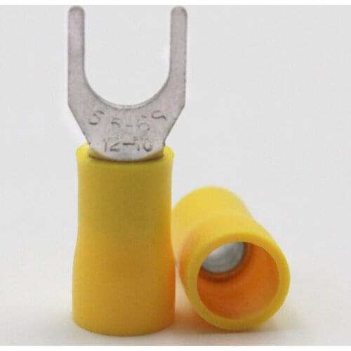 500pcs SV5.5-6 Insulated Cold pressed Terminals for Electrical Wiring Furcate Y/U shape crimp terminal Brass for AWG12-10